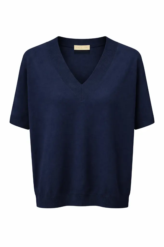 Strickpulli V-Ausschnitt blau-Ghost-Front.webp