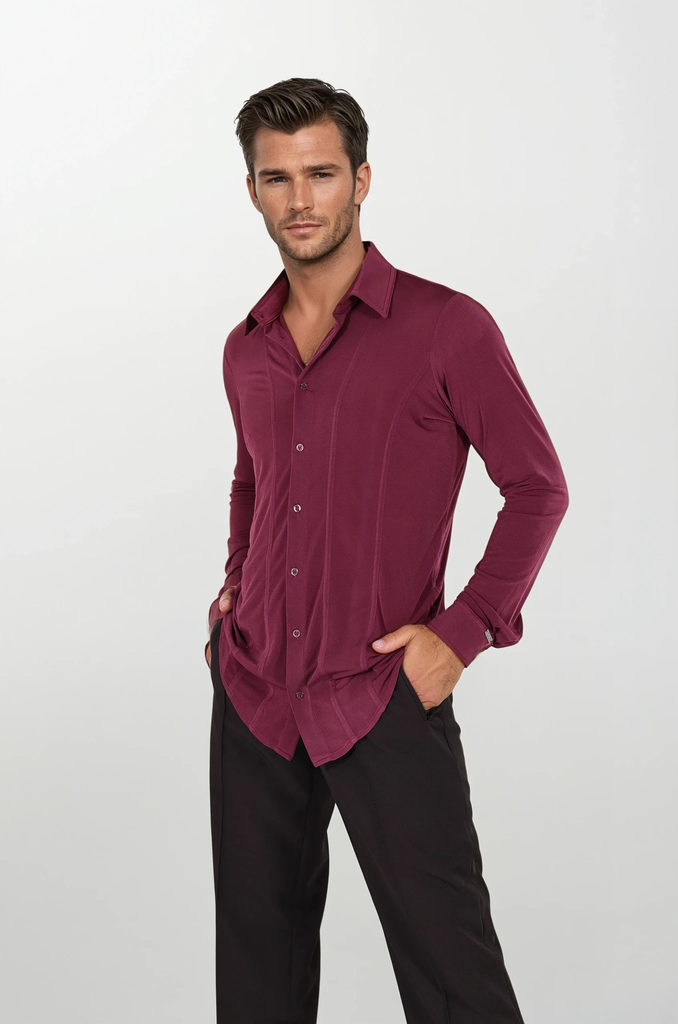 Men's dance shirt  "FRANCO" burgundy