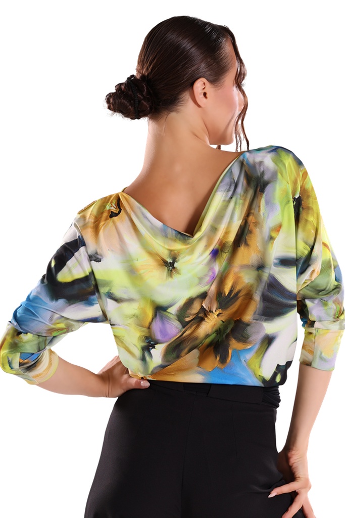 Damen Tanzshirt mit Wasserfall und ¾ Arm "GINA"