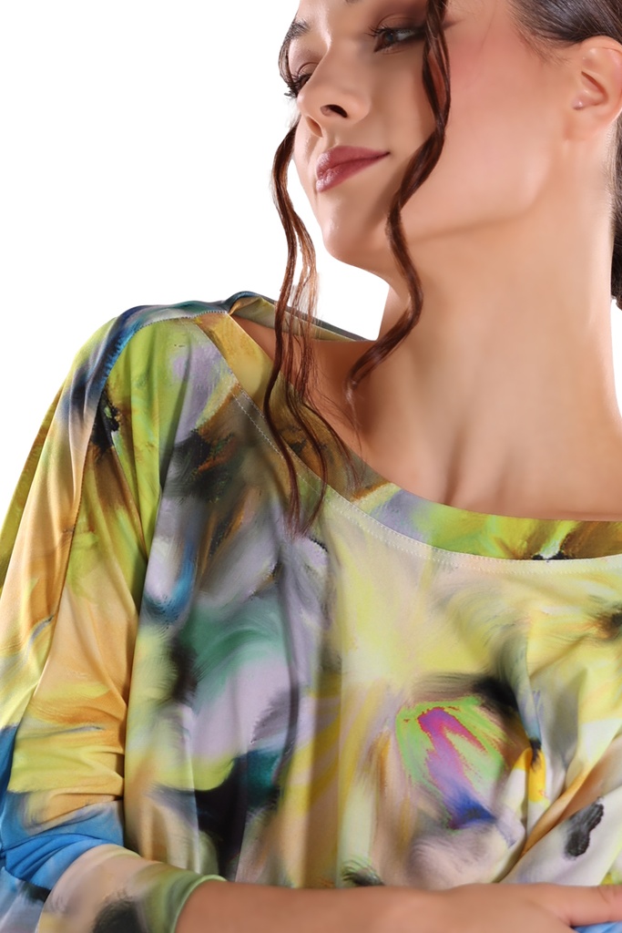 Damen Tanzshirt mit Wasserfall und ¾ Arm "GINA"