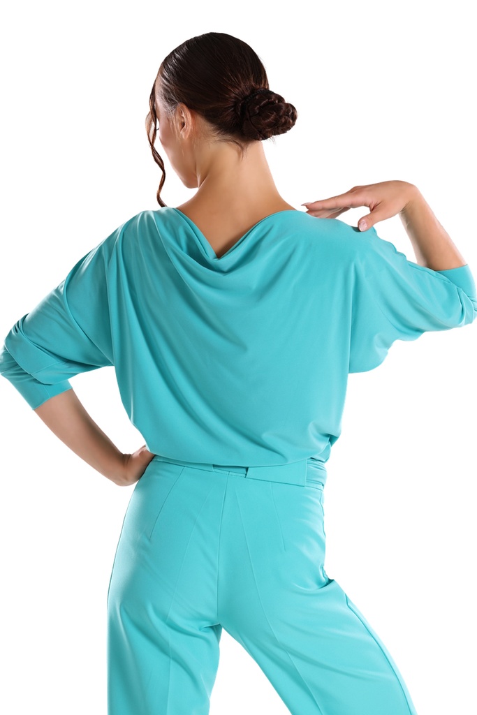 Damen Tanzshirt mit Wasserfall und ¾ Arm "GINA"