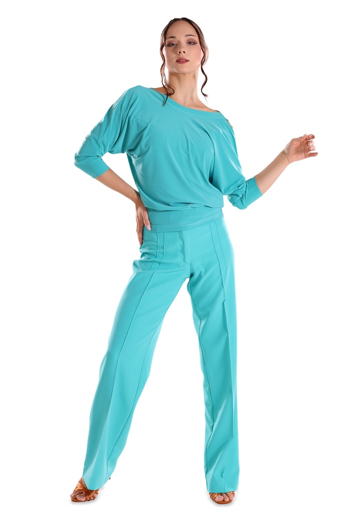 Damen Tanzshirt mit Wasserfall und ¾ Arm "GINA"