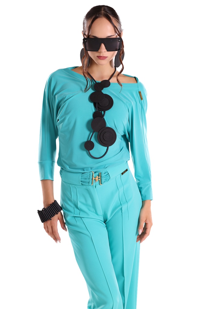 Damen Tanzshirt mit Wasserfall und ¾ Arm "GINA"