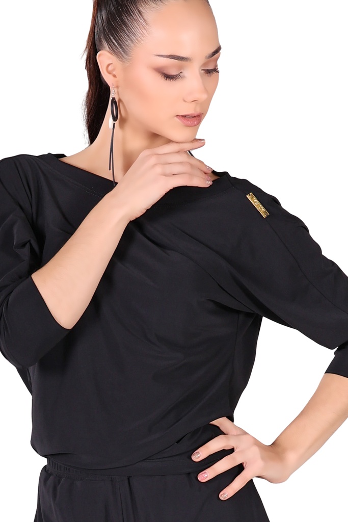 Damen Tanzshirt mit Wasserfall und ¾ Arm "GINA"