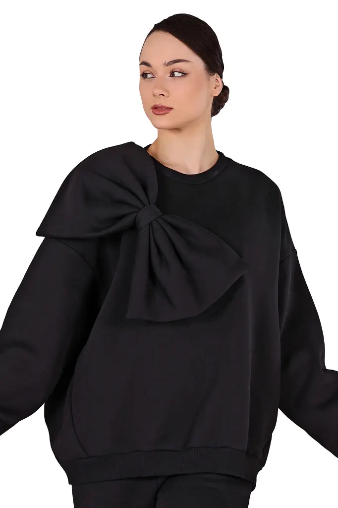 maly-sweatshirt-schleifendetail-schwarz-damen-frontwebp