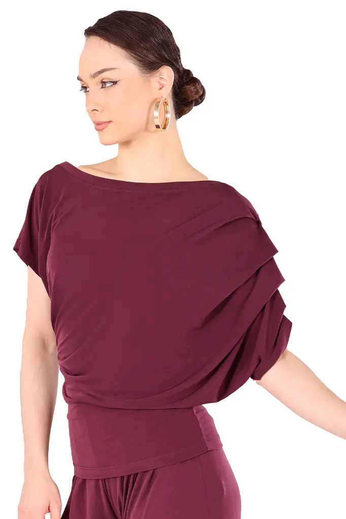 Damen Tanzshirt SARA Burgund–Seite.webp