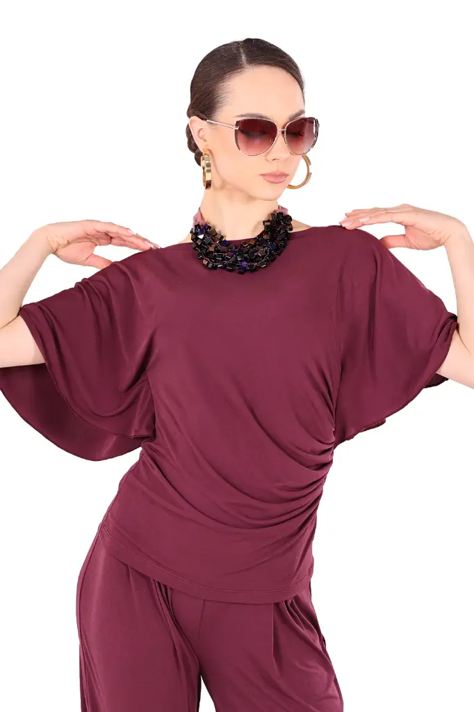 Damen Tanzshirt ANABELLA Burgund-Fashion.webp