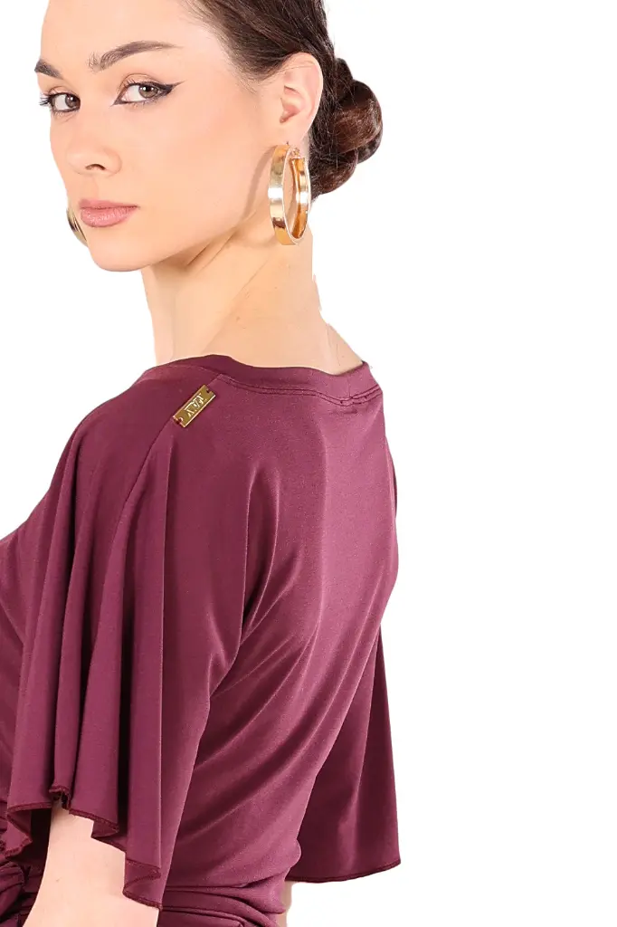 Damen Tanzshirt ANABELLA Burgund-Detail.webp