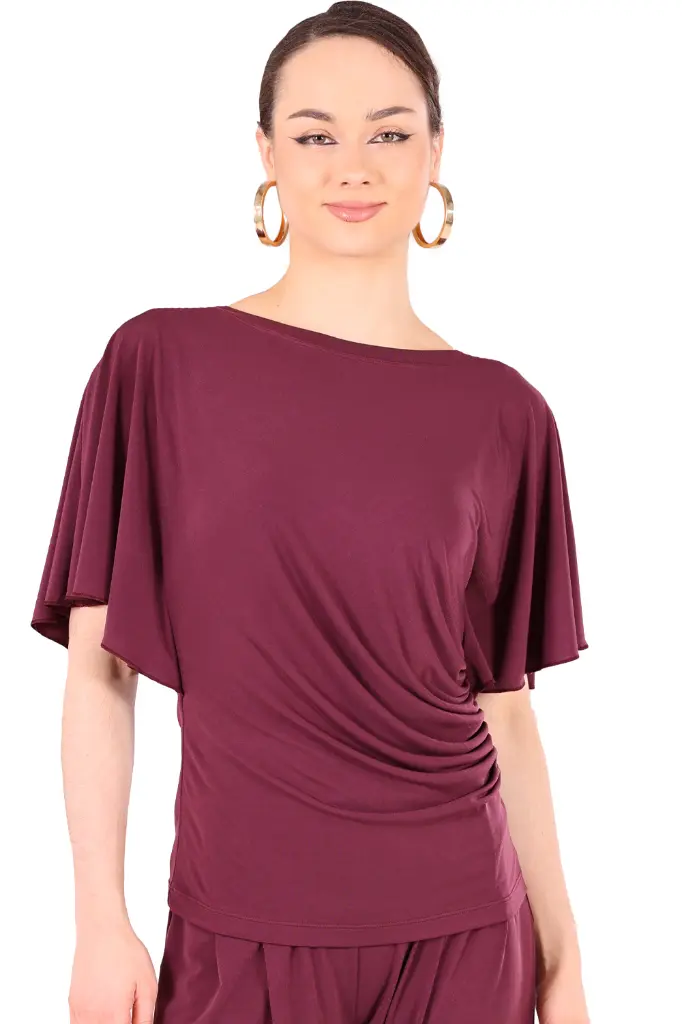 Damen Tanzshirt ANABELLA Burgund-Front.webp