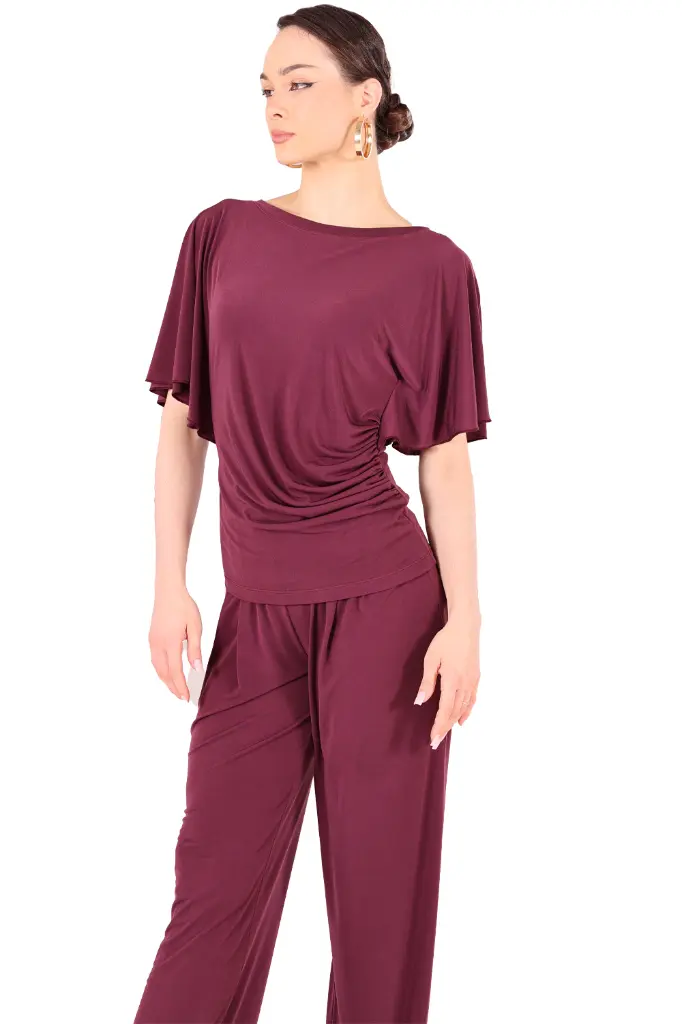 Damen Tanzshirt ANABELLA Burgund-Gesamt.webp