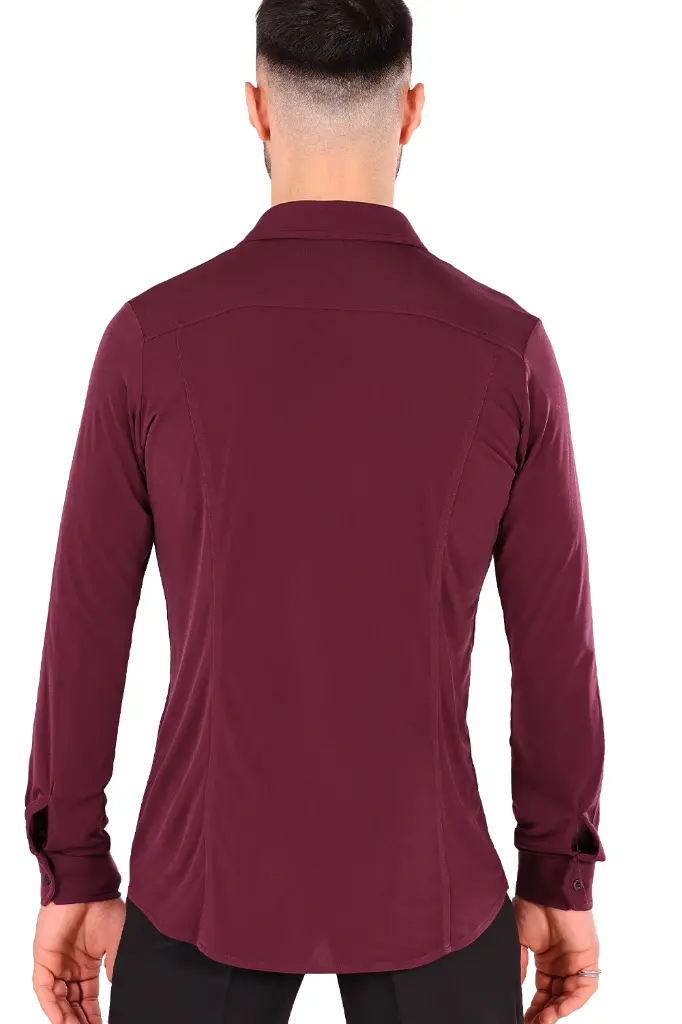 Herren Tanzhemd FRANCO Burgund – Hinten.webp
