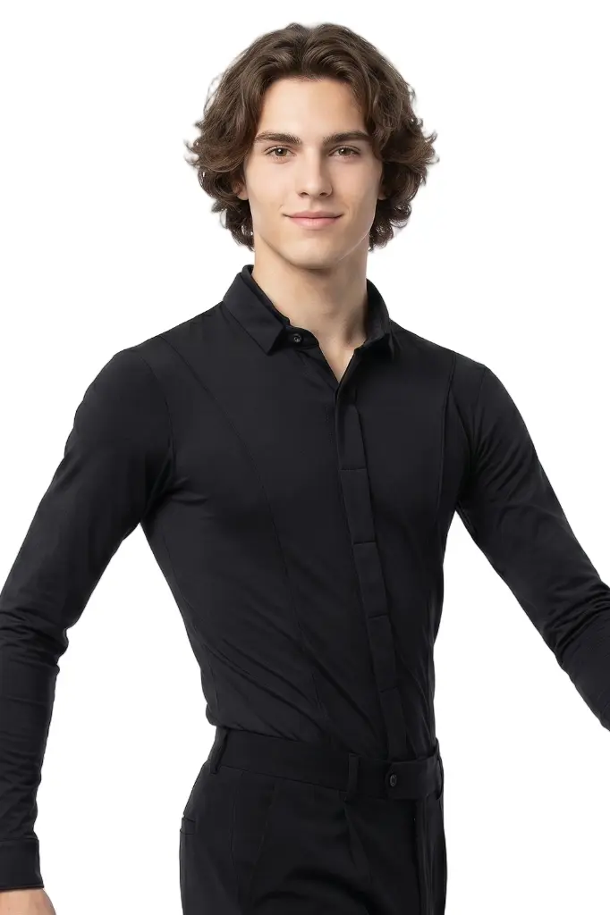 HerrenTanzhemd STEEVE Schwarz- front1.webp
