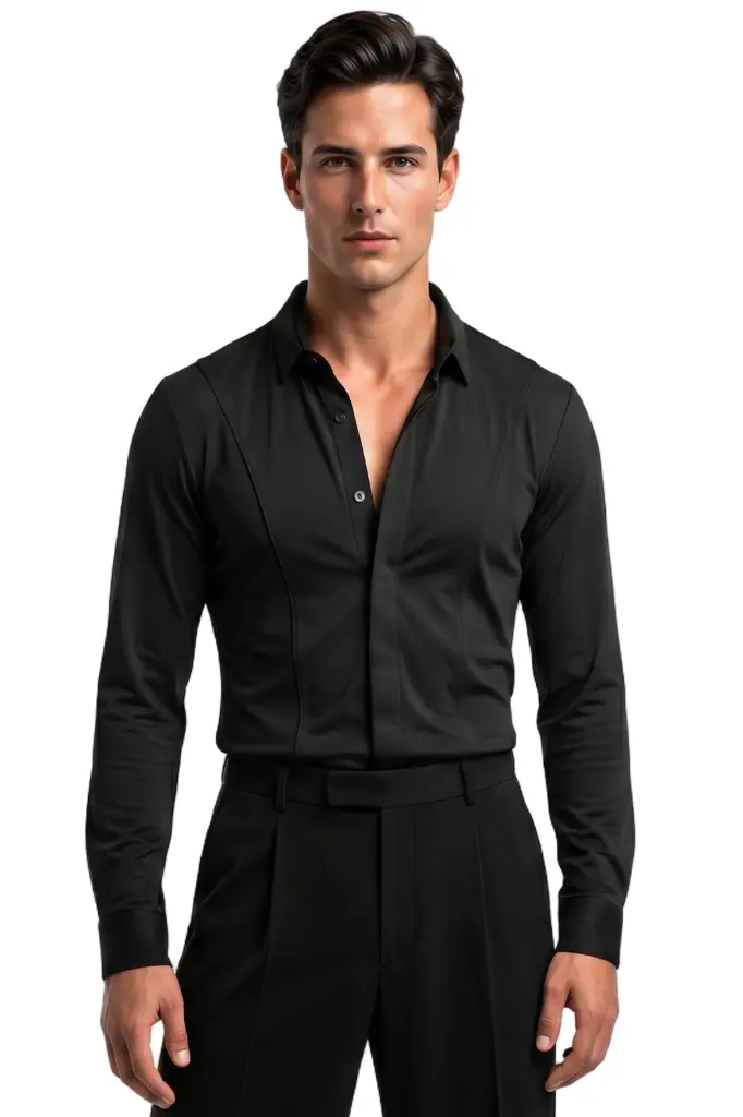 HerrenTanzhemd STEEVE-schwarz-Front3.webp
