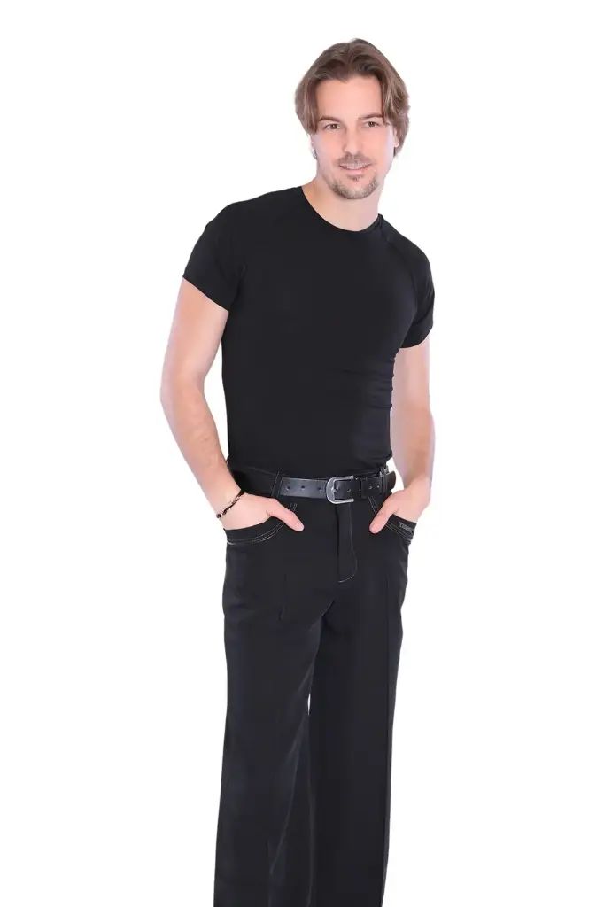 Dance sport pants with leather piping