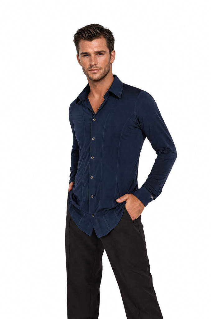 Herren Tanzhemd  "FRANCO" blau