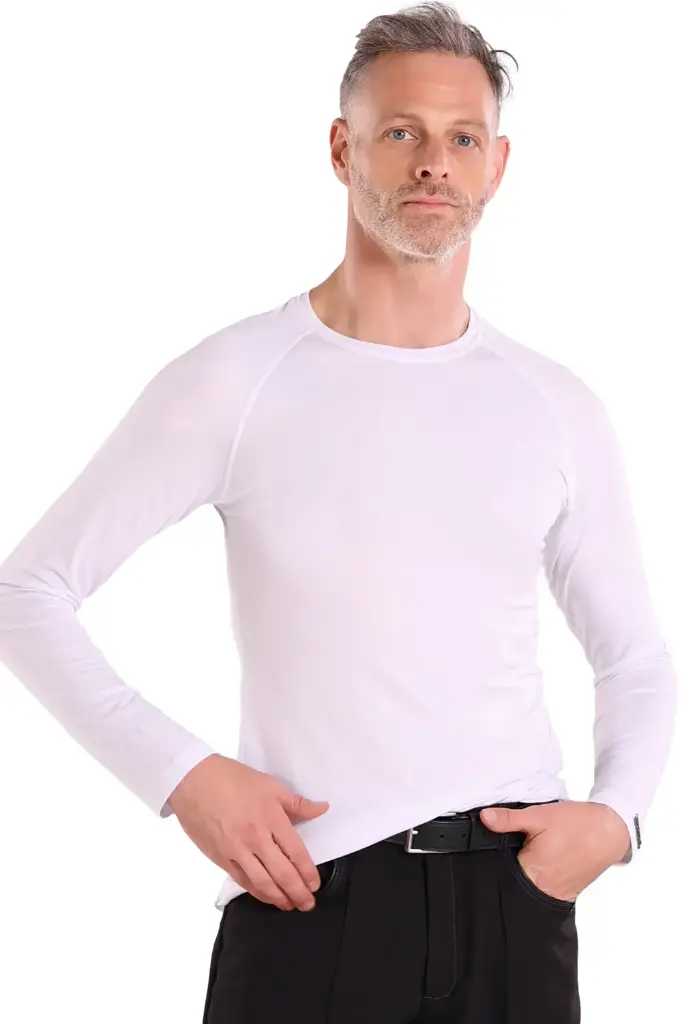Herren Tanzshirt langärmelig "SANDRO" weiss