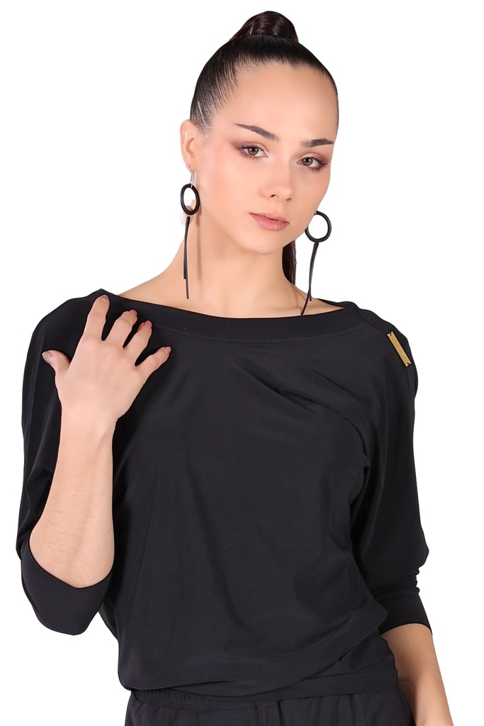 Damen Tanzshirt  ¾ Arm "GINA" schwarz