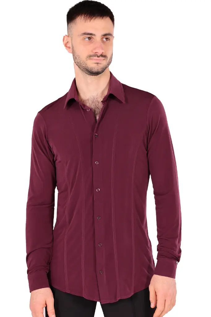 Men danceshirt  "FRANCO" burgundy