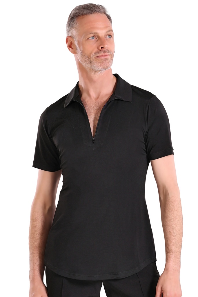 Short sleeve dance polo "ROBERTO" black