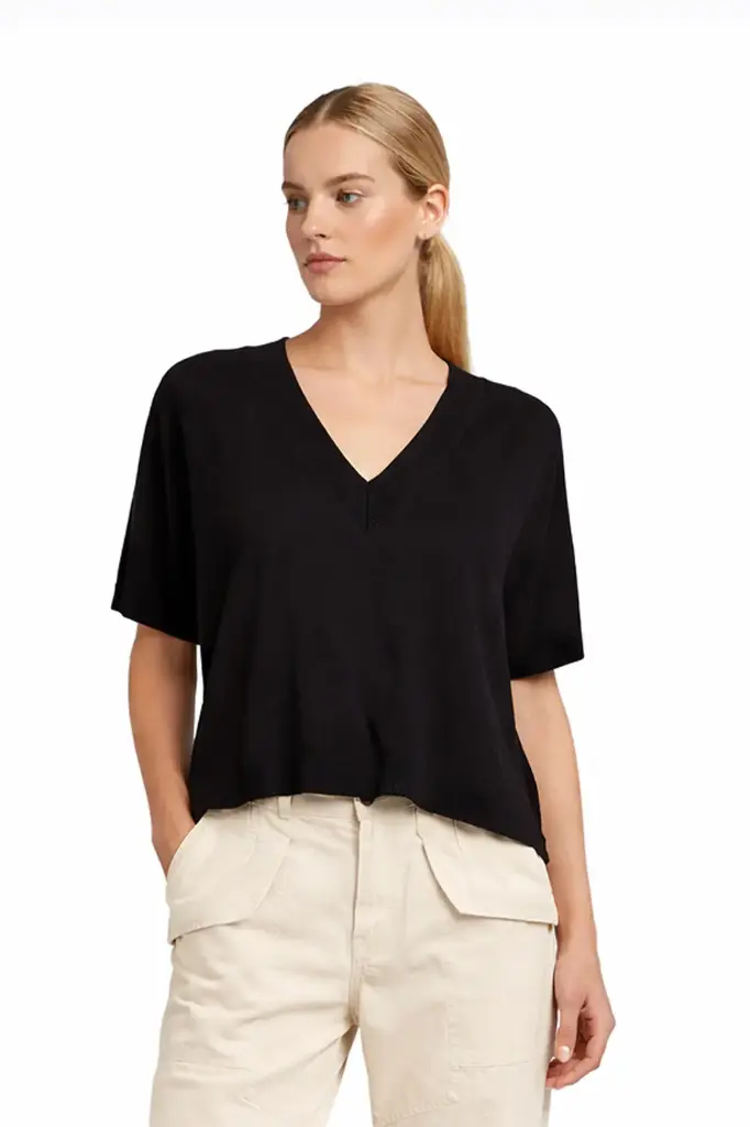 Damenpulli V-Ausschnitt kurzer Arm