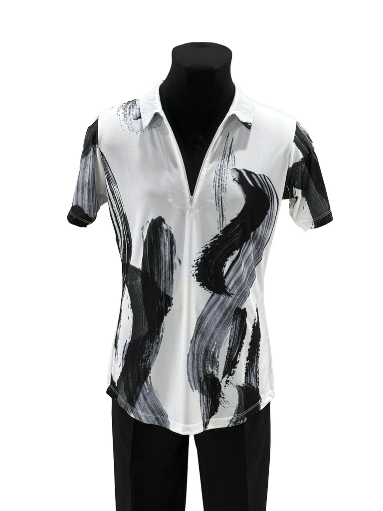 Short sleeve dance polo "ROBERTO" - white/black