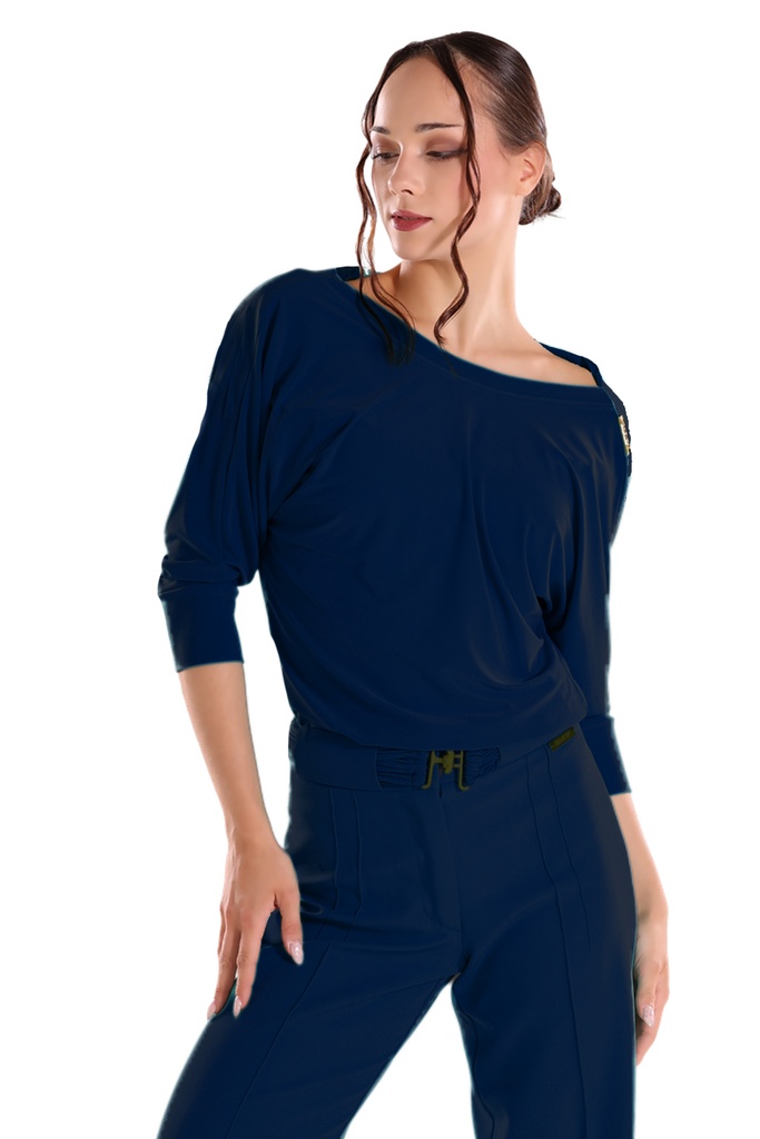 Damen Tanzshirt  ¾ Arm "GINA" blau