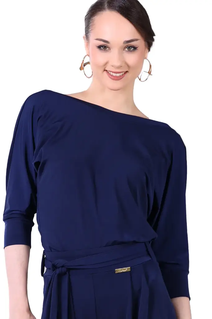 Damen Tanzshirt  ¾ Arm "GINA" blau