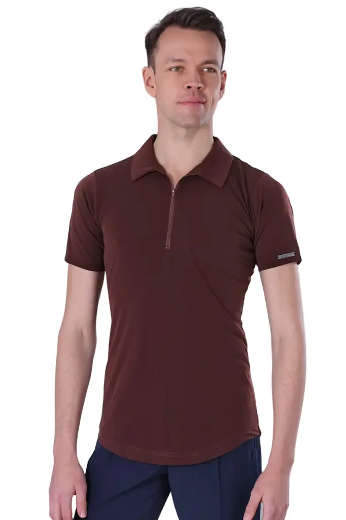 Short sleeve dance polo "ROBERTO" tabacco