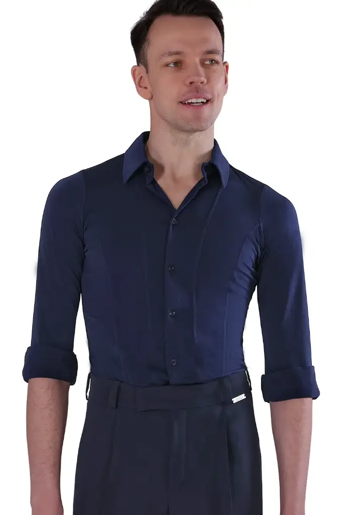 Herren Tanzhemd  "FRANCO" blau